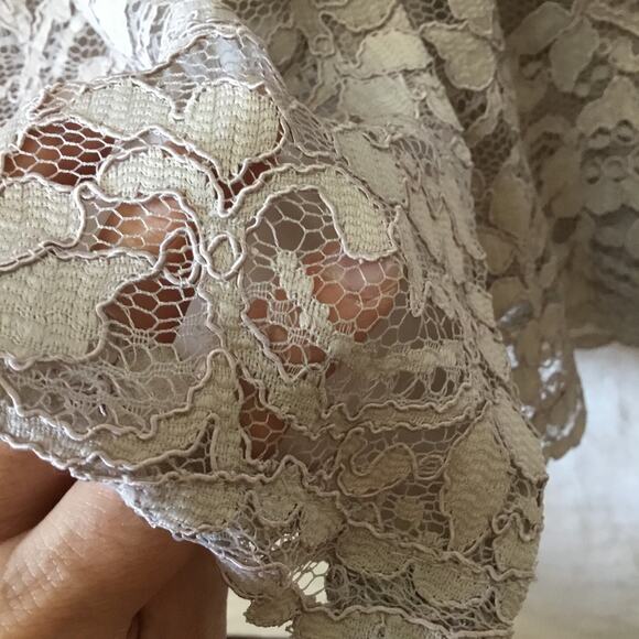 David Bridal Short Mocha Lace Dress with V-Neck - Picture 8 of 16